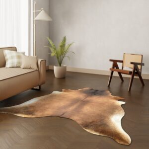 Echtes Kuhfell cognac dunkel 220x200 cm XL groß - Natürliches Rinderfell
