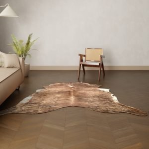 Natürliches Rinderfell braun-weiss 220x190 cm Nahaufnahme Fell-Muster