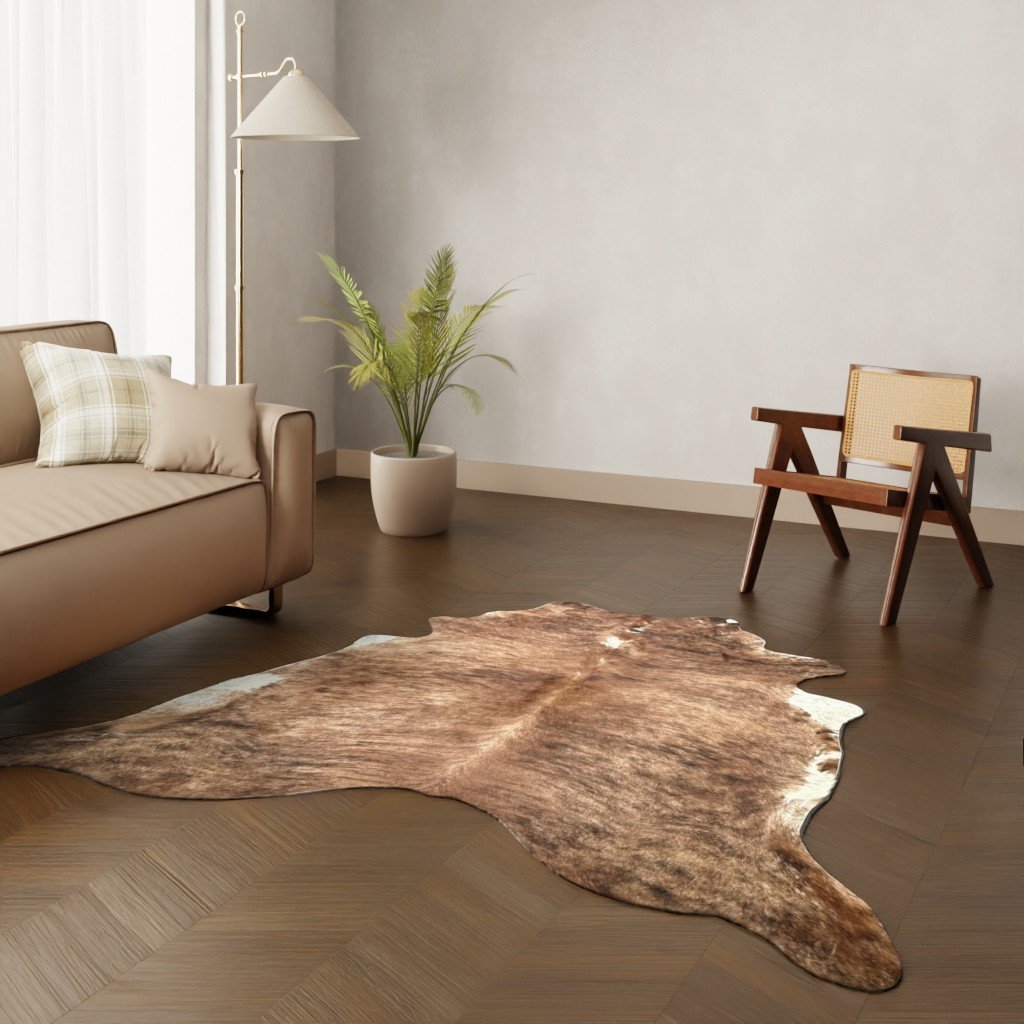 Echtes Kuhfell braun-weiss 220x190 cm - Natürliches Rinderfell