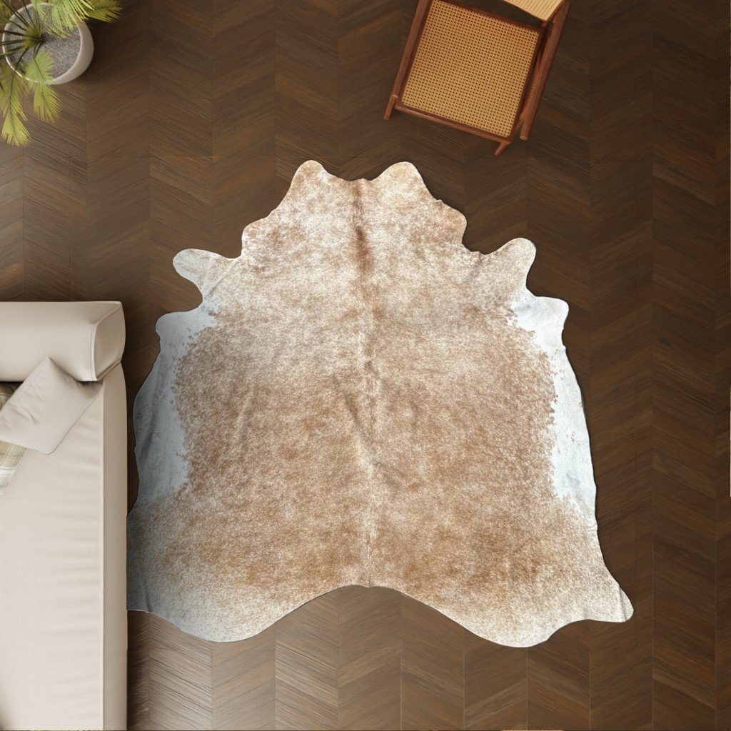 Kuhfell braun-weiss 250x210 cm Riesig als Wohnzimmer Teppich