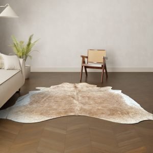 Natürliches Rinderfell braun-weiss 250x210 cm Nahaufnahme Fell-Muster