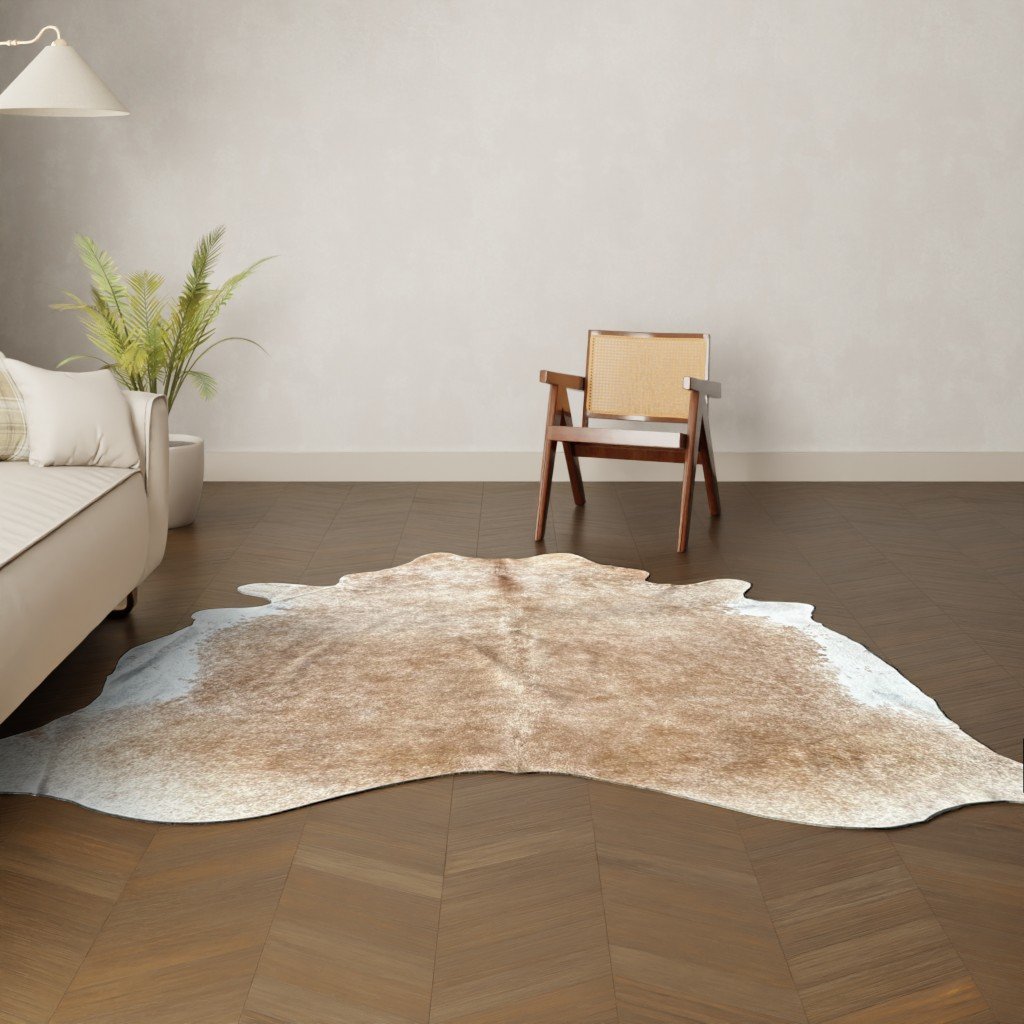 Natürliches Rinderfell braun-weiss 250x210 cm Nahaufnahme Fell-Muster