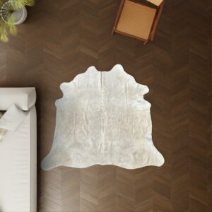 Kuhfell gebrochen weiss 190x180 cm Klein als Wohnzimmer Teppich