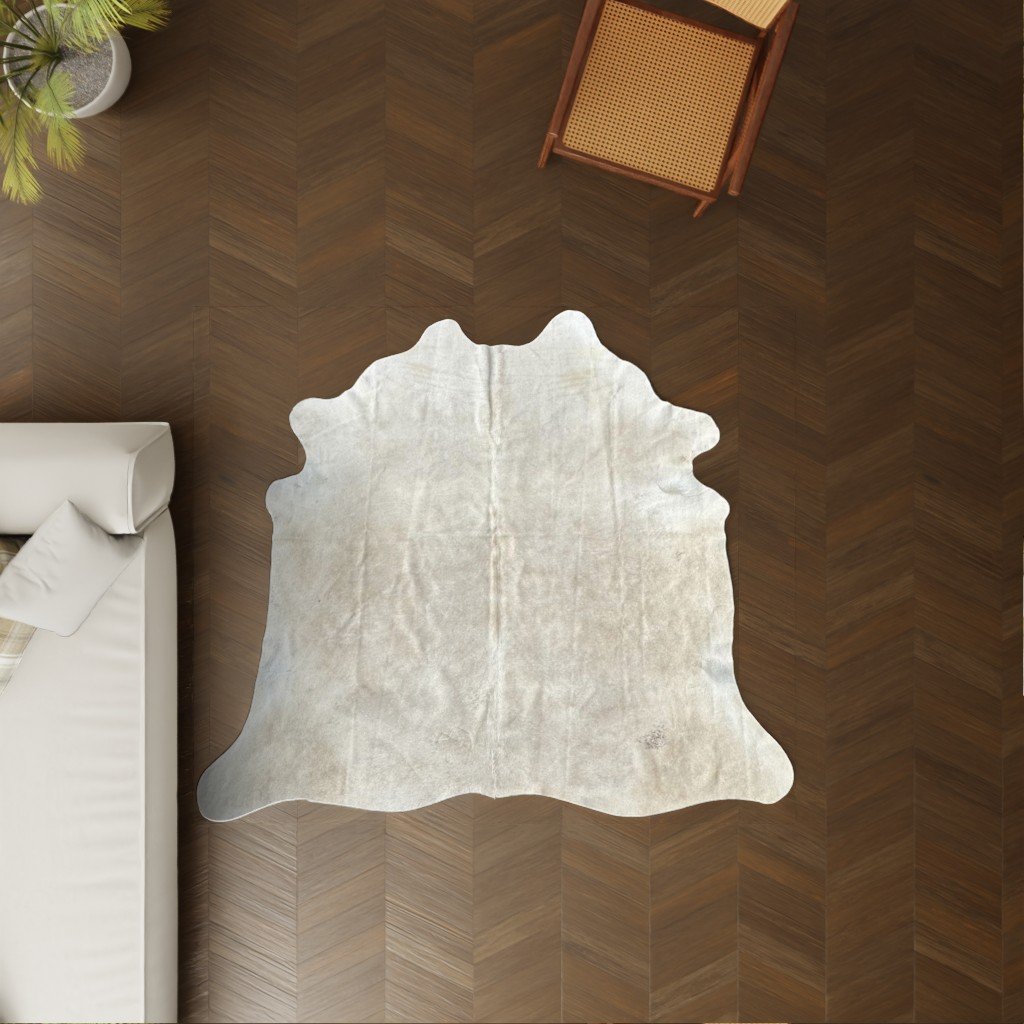 Kuhfell gebrochen weiss 190x180 cm Klein als Wohnzimmer Teppich