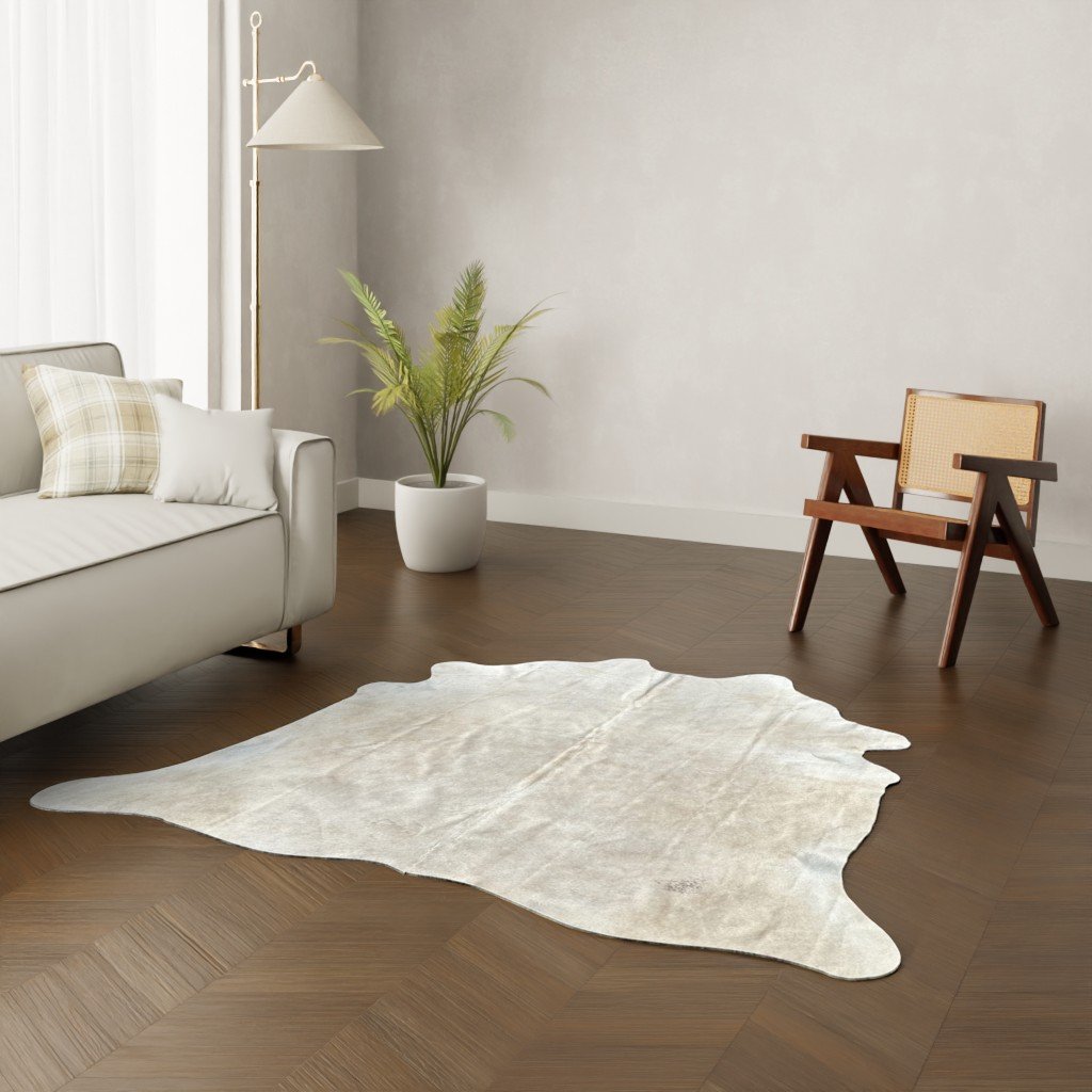 Echtes Kuhfell gebrochen weiss 190x180 cm Klein - Natürliches Rinderfell