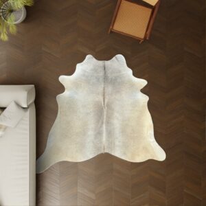 Kuhfell Champagner grau 210x200 cm Klein als Wohnzimmer Teppich