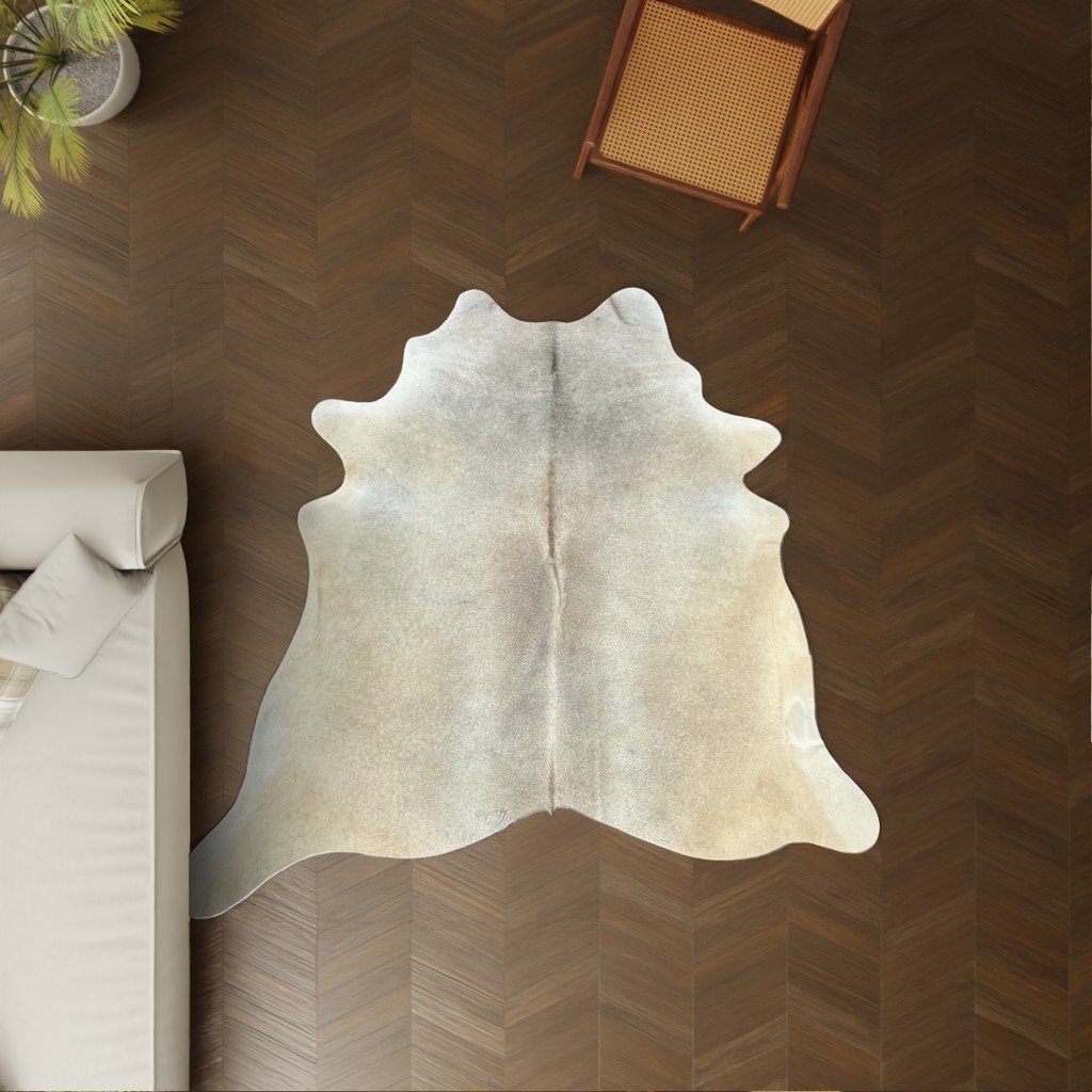 Kuhfell Champagner grau 210x200 cm Klein als Wohnzimmer Teppich