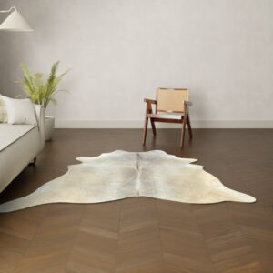 Natürliches Rinderfell Champagner grau 210x200 cm Nahaufnahme Fell-Muster