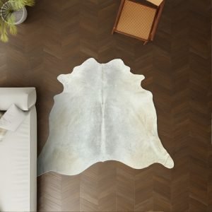 Kuhfell creme grau 220x210 cm als Wohnzimmer Teppich