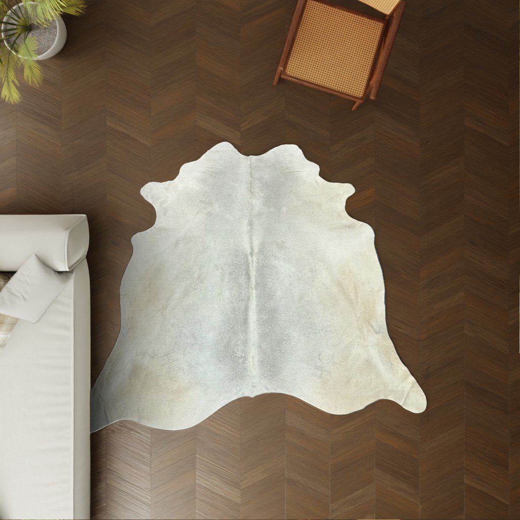 Kuhfell creme grau 220x210 cm als Wohnzimmer Teppich