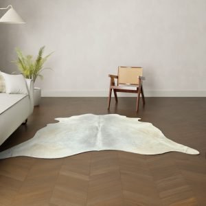 Natürliches Rinderfell creme grau 220x210 cm Nahaufnahme Fell-Muster