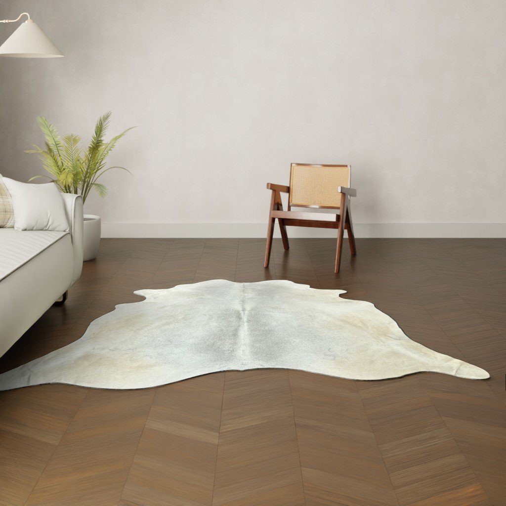 Natürliches Rinderfell creme grau 220x210 cm Nahaufnahme Fell-Muster