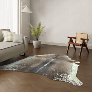 Echtes Kuhfell mokka weiss 220x190 cm - Natürliches Rinderfell