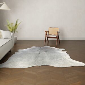 Natürliches Rinderfell dunkelgrau 230x200 cm Nahaufnahme Fell-Muster