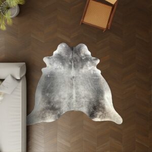 Kuhfell grau schwarz 210x200 cm als Wohnzimmer Teppich