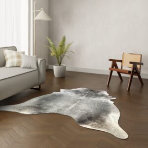 Echtes Kuhfell grau schwarz 210x200 cm - Natürliches Rinderfell