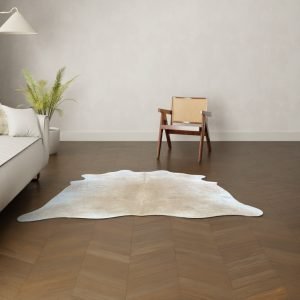 Natürliches Rinderfell beige 190x190 cm Nahaufnahme Fell-Muster