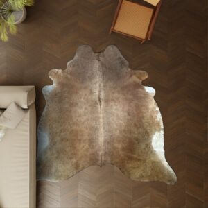 Kuhfell warmbraun weiss 240x200 cm XL Extra groß als Wohnzimmer Teppich
