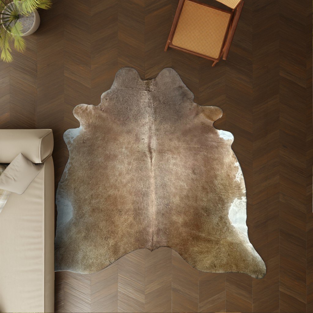 Kuhfell warmbraun weiss 240x200 cm XL Extra groß als Wohnzimmer Teppich