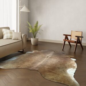 Echtes Kuhfell warmbraun weiss 240x200 cm XL Extra groß - Natürliches Rinderfell