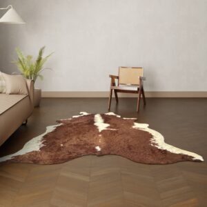 Natürliches Rinderfell rotbraun 220x190 cm Nahaufnahme Fell-Muster