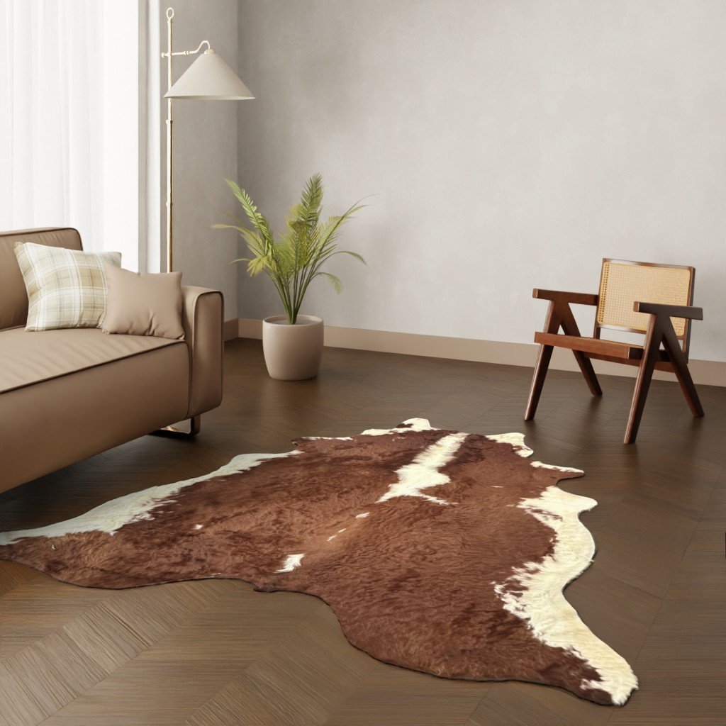 Echtes Kuhfell rotbraun 220x190 cm - Natürliches Rinderfell Langhaar