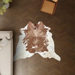 Kuhfell braun-weiss gefleckt 210x210 cm als Wohnzimmer Teppich
