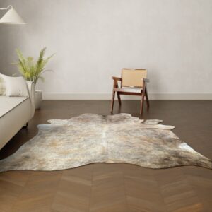 Natürliches Rinderfell taupe braun 240x190 cm Nahaufnahme Fell-Muster