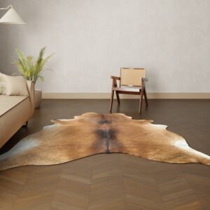 Natürliches Rinderfell braun 240x190 cm Nahaufnahme Fell-Muster