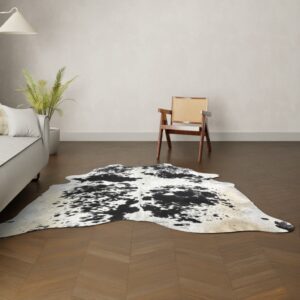 Natürliches Rinderfell weiss gefleckt 220x190 cm Nahaufnahme Fell-Muster