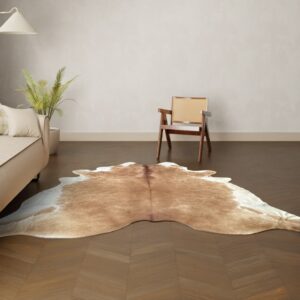 Natürliches Rinderfell cognac 260x230 cm Nahaufnahme Fell-Muster