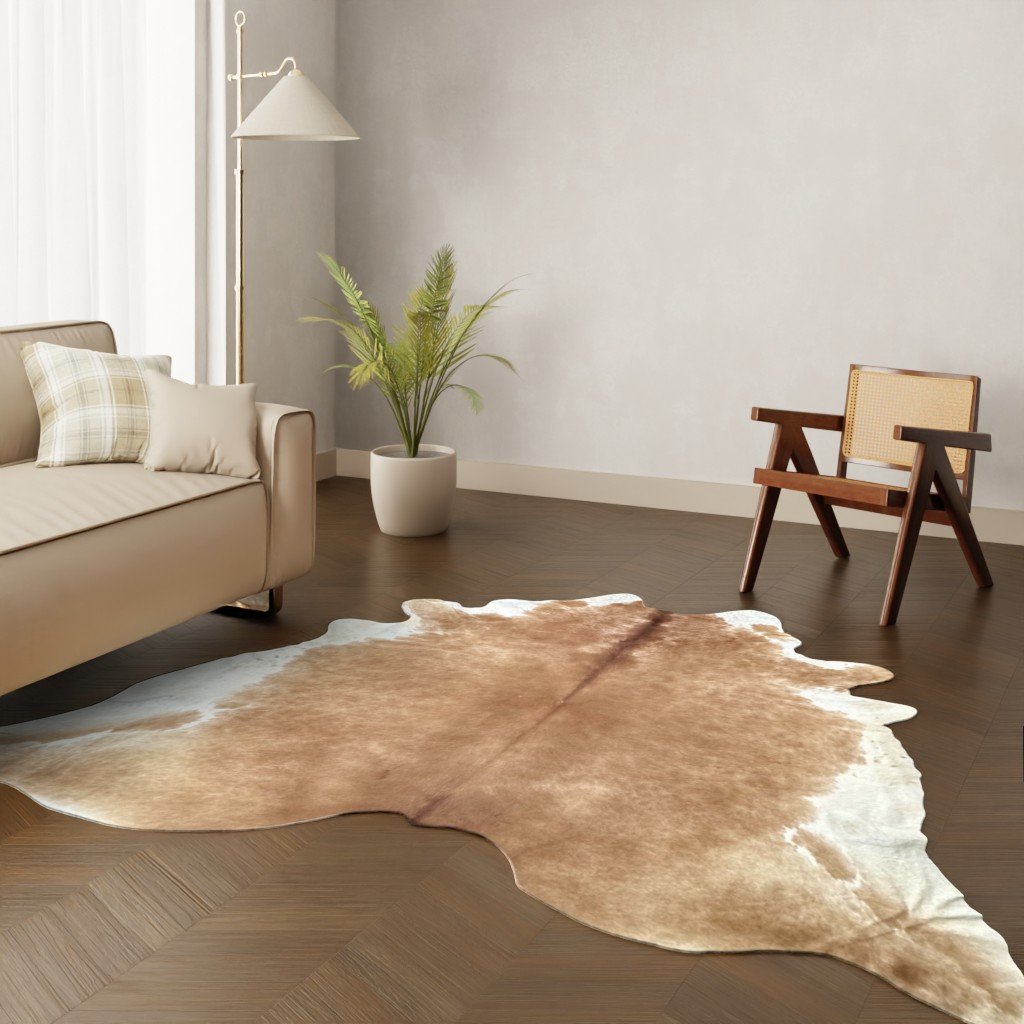 Echtes Kuhfell cognac 260x230 cm Riesig - Natürliches Rinderfell