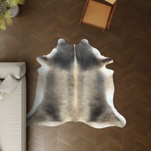 Kuhfell dunkelbraun grau 230x210 cm Spezial als Wohnzimmer Teppich