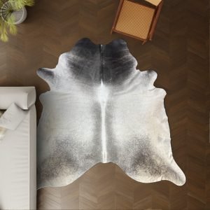 Kuhfell grau schwarz 260x230 cm Riesig als Wohnzimmer Teppich