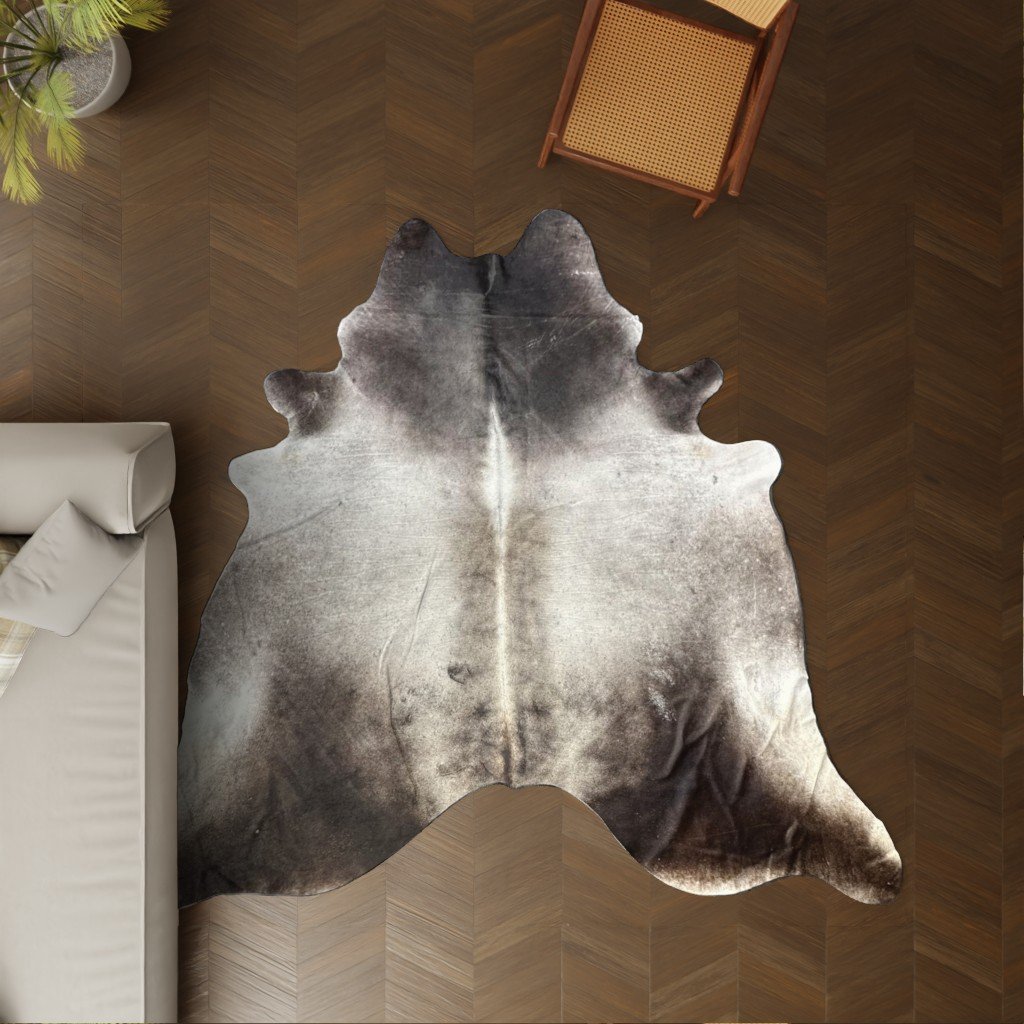 Kuhfell dunkelbraun grau 260x220 cm Riesig als Wohnzimmer Teppich