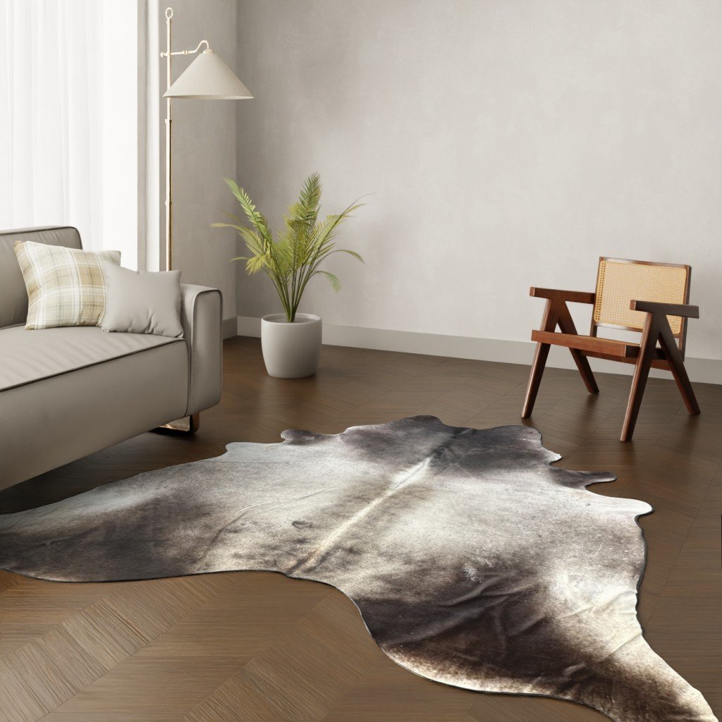 Echtes Kuhfell dunkelbraun grau 260x220 cm Riesig - Natürliches Rinderfell