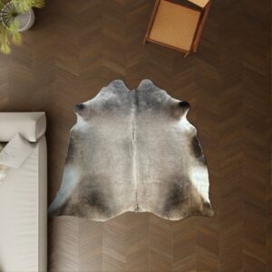 Kuhfell taupe dunkelgrau 200x190 cm Spezial als Wohnzimmer Teppich