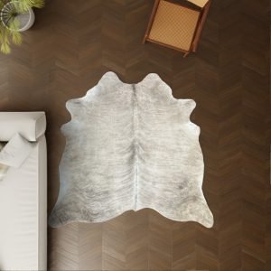 Kuhfell beige gestreift 200x180 cm Klein als Wohnzimmer Teppich