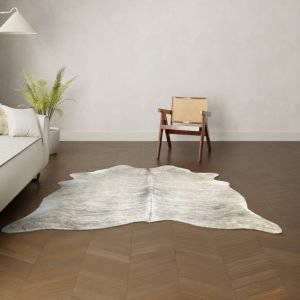Natürliches Rinderfell beige gestreift 200x180 cm Nahaufnahme Fell-Muster
