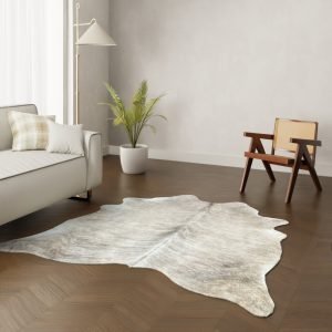 Echtes Kuhfell beige gestreift 200x180 cm Klein - Natürliches Rinderfell