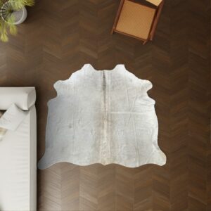 Kuhfell Champagner grau 200x200 cm Klein als Wohnzimmer Teppich