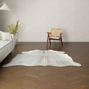 Natürliches Rinderfell Champagner grau 200x200 cm Nahaufnahme Fell-Muster