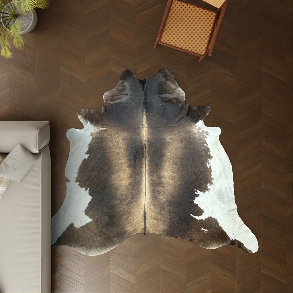 Kuhfell braun-weiss 260x240 cm Riesig als Wohnzimmer Teppich