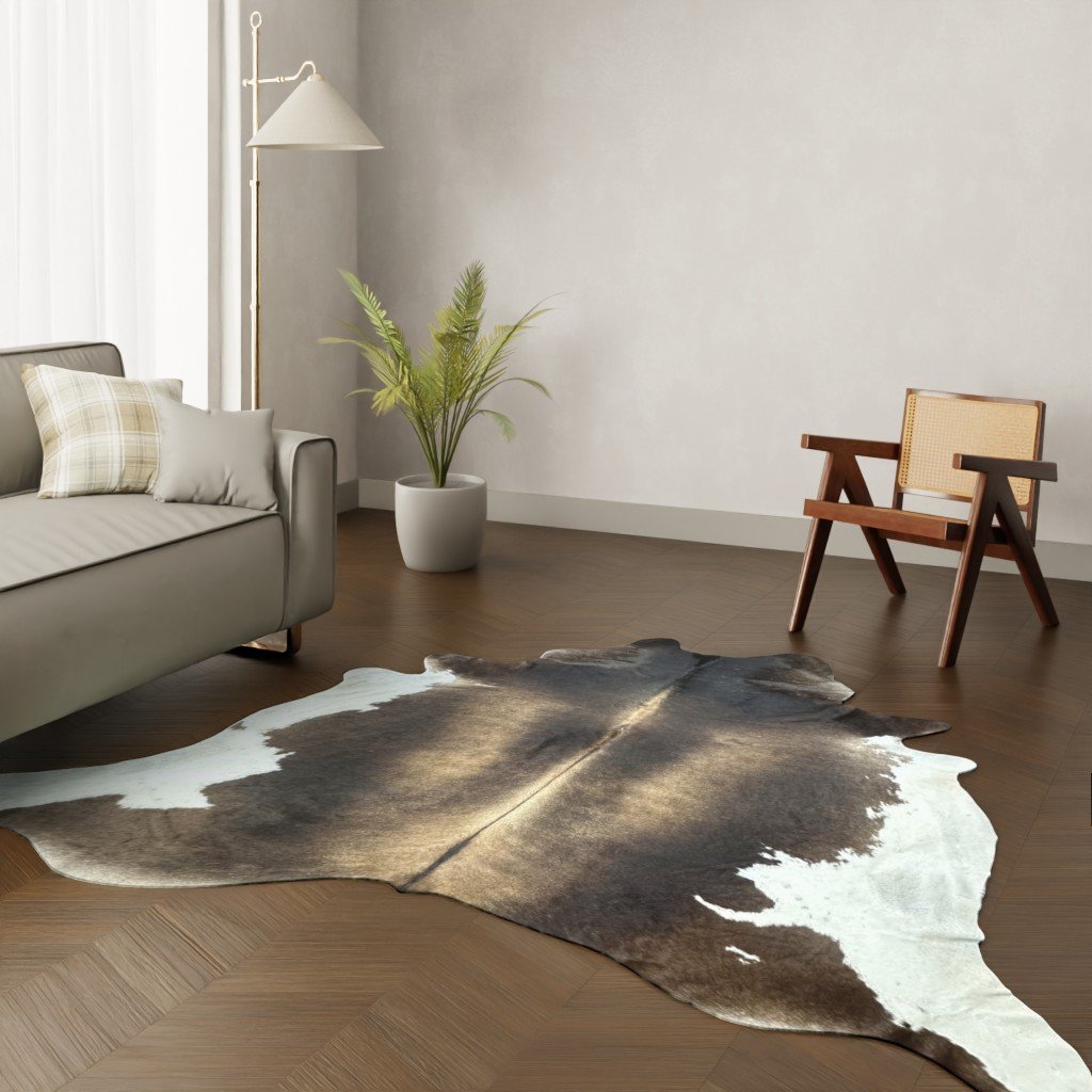 Echtes Kuhfell braun-weiss 260x240 cm Riesig - Natürliches Rinderfell