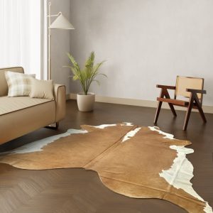 Echtes Kuhfell cognac weiss 260x250 cm Riesig - Natürliches Rinderfell