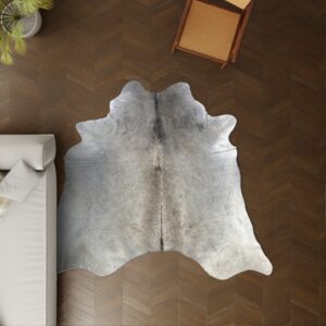 Kuhfell taupe dunkelgrau 230x210 cm Spezial als Wohnzimmer Teppich