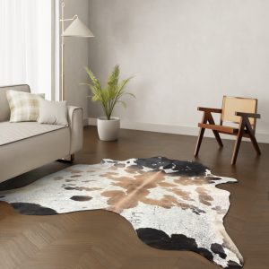 Echtes Kuhfell Tricolor 230x20 cm - Natürliches Rinderfell Brandzeichen