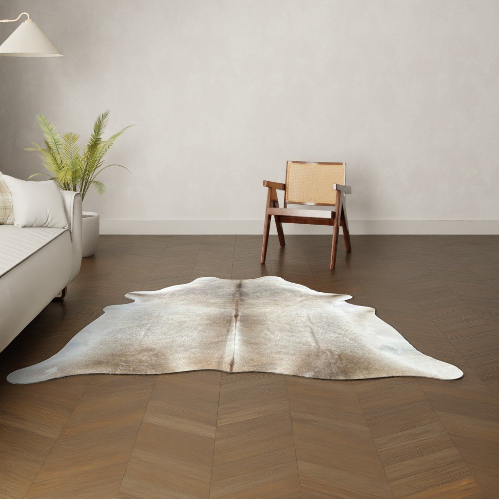 Natürliches Rinderfell sandfarben 200x190 cm Nahaufnahme Fell-Muster