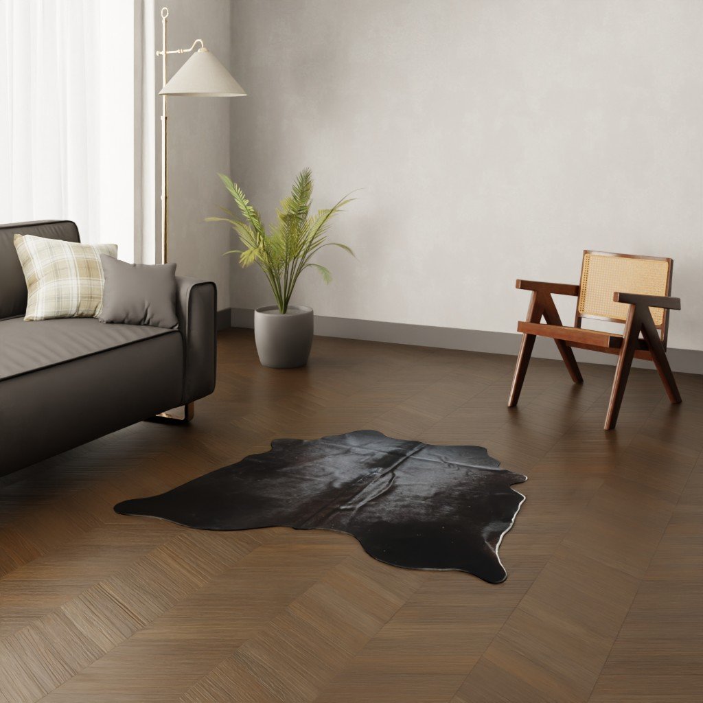 Mini Kuhfell coffee 140x140 cm - Echtes kleines Rinderfell