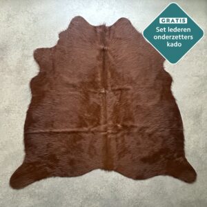 Kleines Kuhfell Teppich cognac dunkel Detailansicht